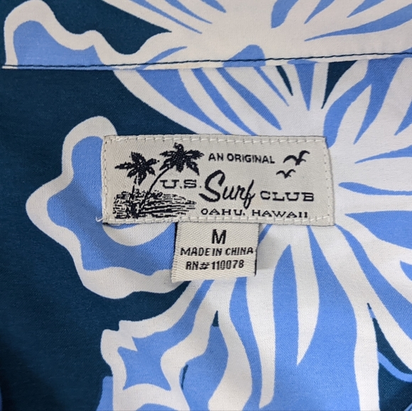 Vintage US Surf Club Hawaiian Button Down Shirt, Floral Shirt, Medium - Picture 4 of 10